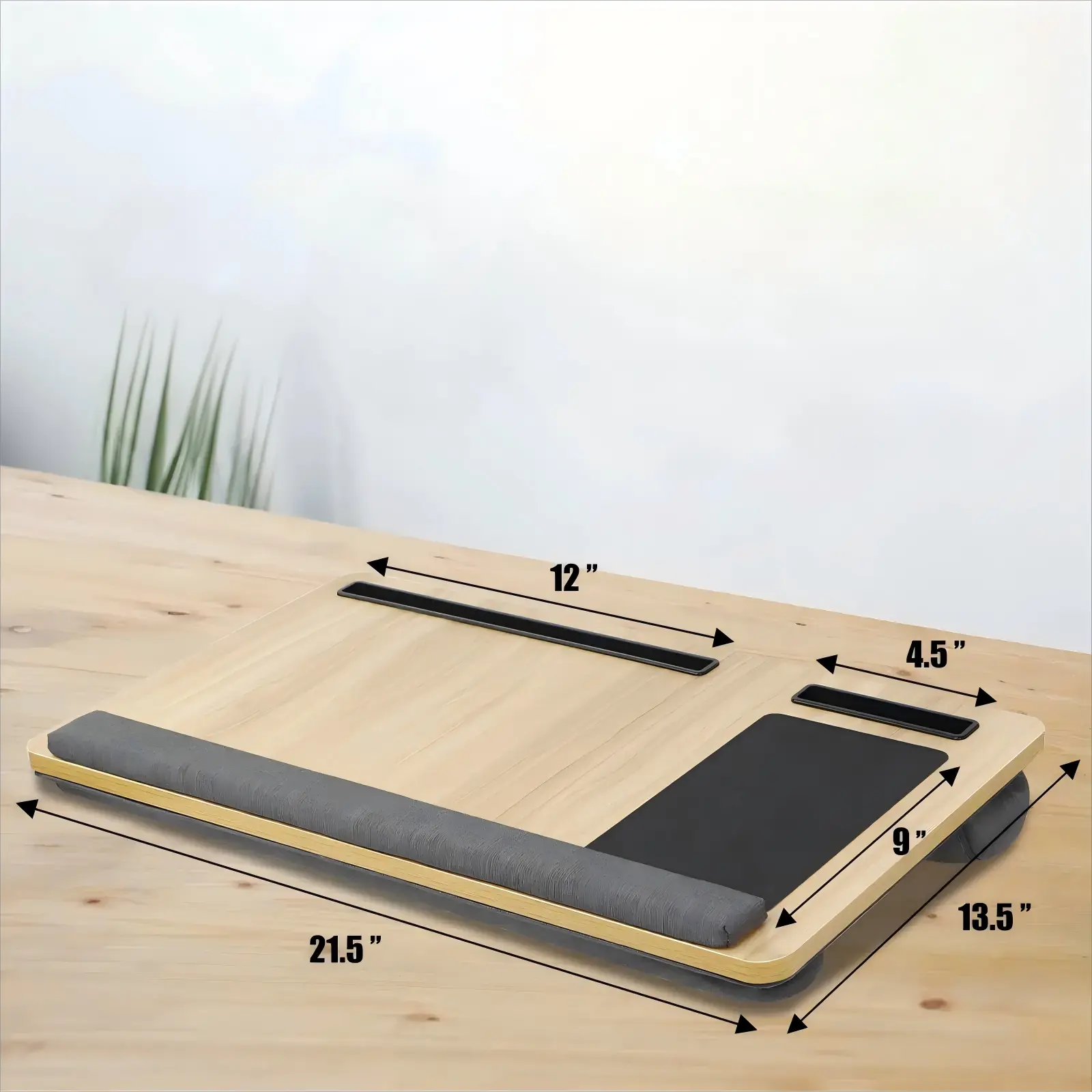 Versatile Wooden Portable Lap Desk with Cushion